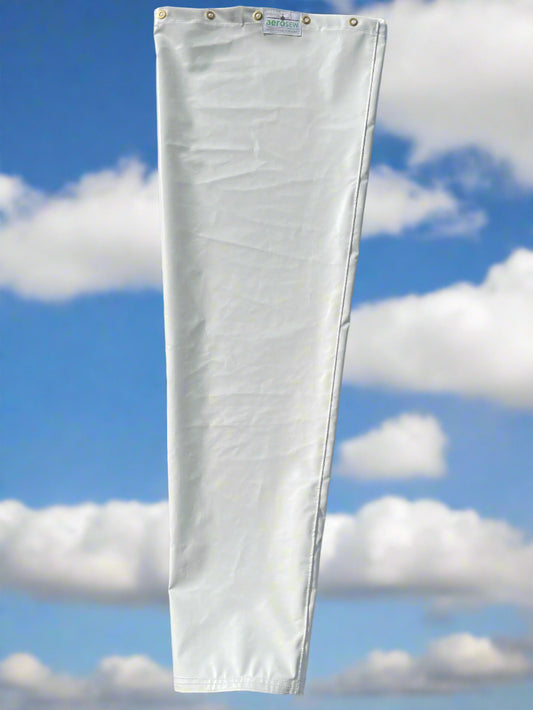 closeup-of-white-windsock-on-black-background
