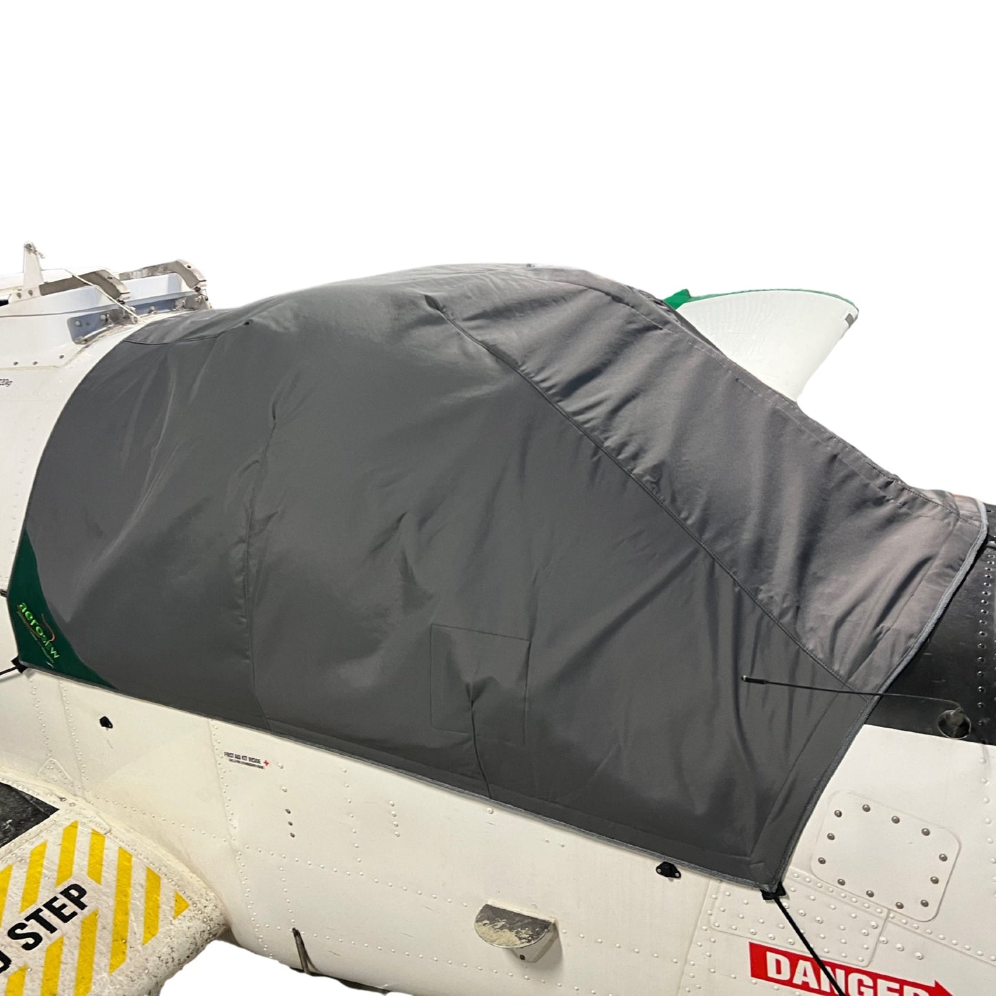 Cresco-aircraft-with-grey-aerosew-canopy-cover-clear-back-ground