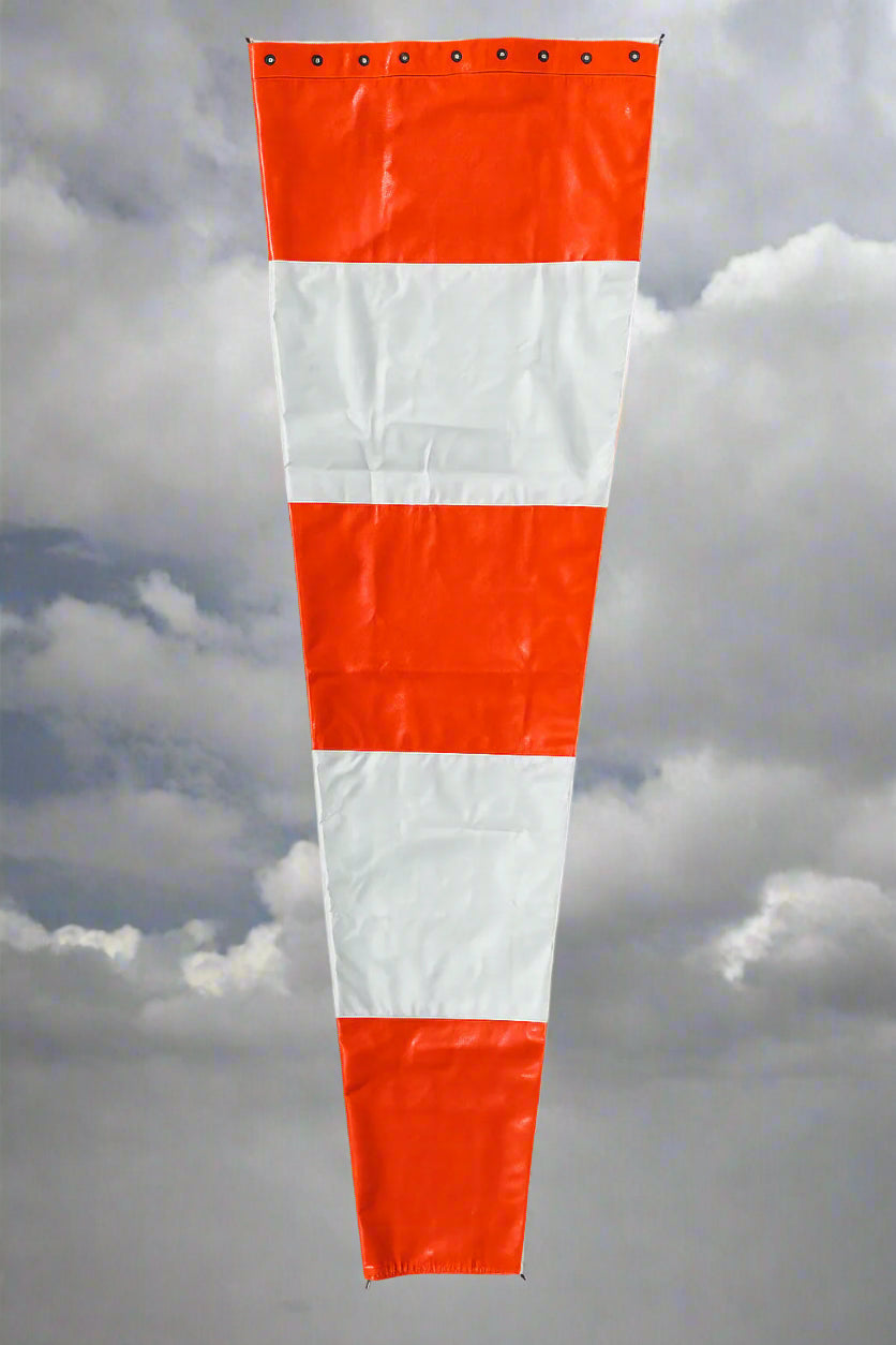 Orange-and-white-full-size-windsock-on- a-white-background